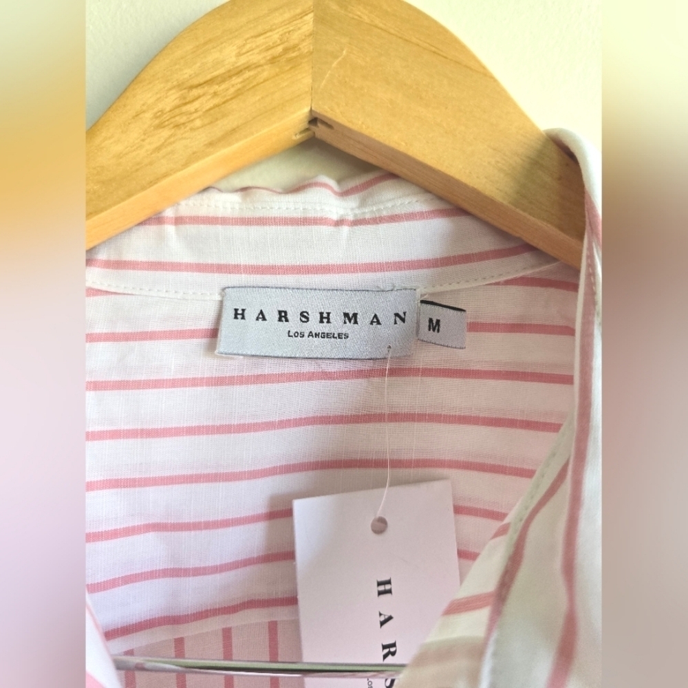 NWT! Harshman,  Willow Shirt Dress, White/Rose Pink Stripes, Medium -MSRP $244 - Picture 13 of 13